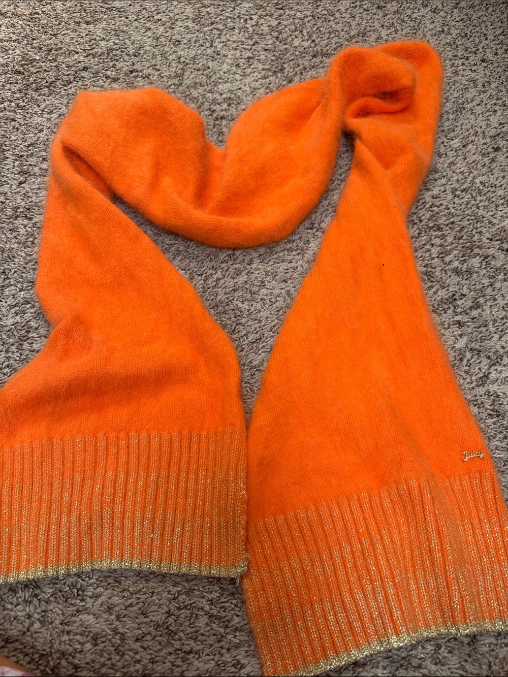 Juicy Couture Orange Metallic-Trim Knit Scarf